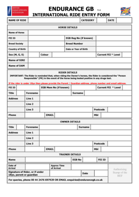International Ride Entry Form