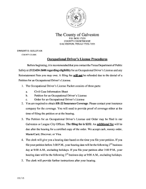 Texas Occupational Driver's License Petition