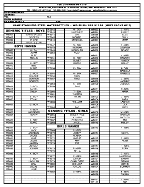 Stainless Steel Water Bottle Order Form