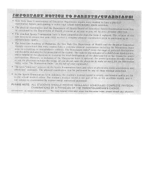 New York Student Sports Physical Form