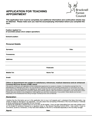 Application for Teaching Appointment