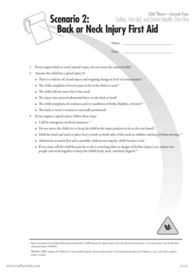 Back or Neck Injury First Aid Form