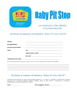 Richiesta di adesione all’iniziativa “Baby Pit Stop UNICEF”