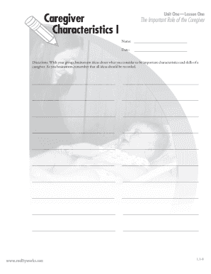 Caregiver Characteristics Worksheet