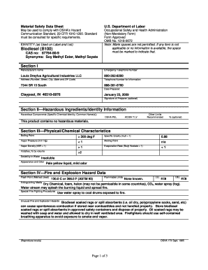 Material Safety Data Sheet for Biodiesel