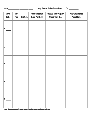 RealCare Baby Daily Play Log