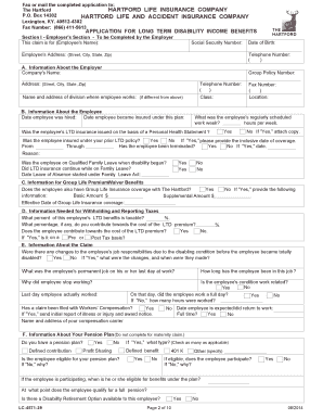 Application for Long Term Disability Income Benefits