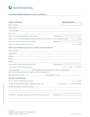 Geschäftsaufgabe/Betriebswechsel Einzelfirma