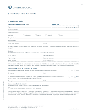 Demande d’allocation de maternité