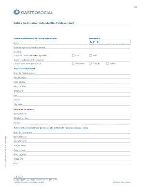 Adhésion de raison individuelle/d’indépendant