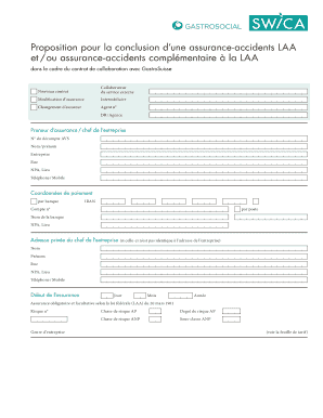 Proposition pour la conclusion d’une assurance-accidents