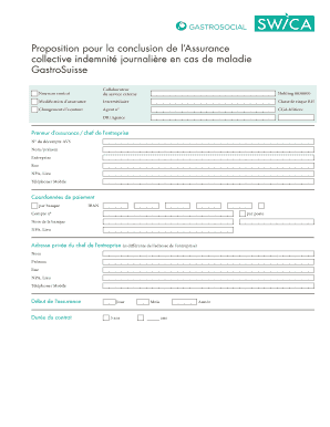 Proposition pour la conclusion de l’Assurance collective indemnité journalière en cas de maladie