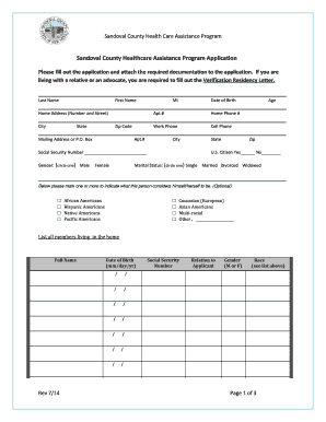 Sandoval County Healthcare Assistance Program Application