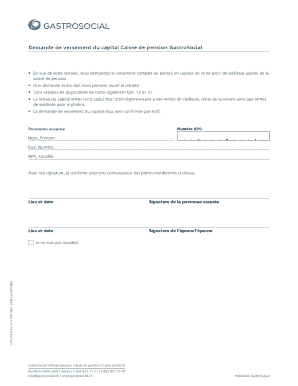 Demande de versement du capital Caisse de pension GastroSocial