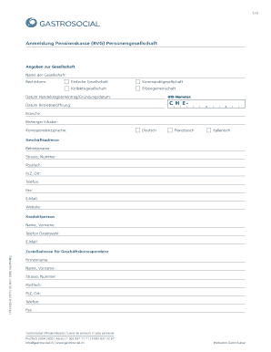 Anmeldung Pensionskasse (BVG) Personengesellschaft