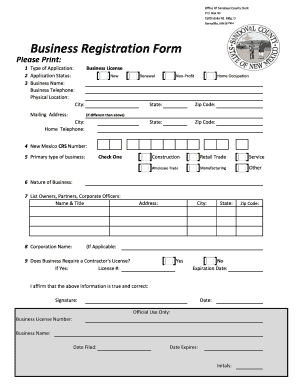 New Mexico Business License Application