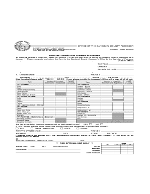 Sandoval County Annual Livestock Owner’s Report