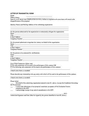 Letter of Transmittal Form