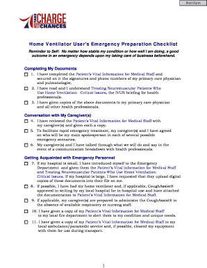 Home Ventilator Users Emergency Preparation Checklist - ventusers