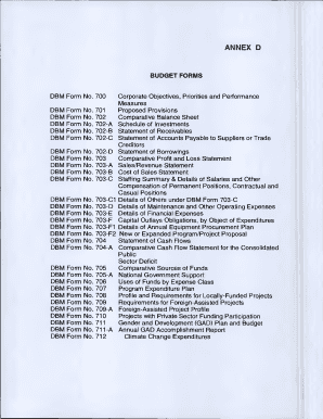 DBM Form 700 Corporate Objectives and Performance Measures