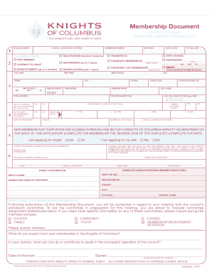 Knights of Columbus Membership Application