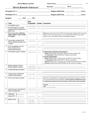 Pelosi Medical Center Office Surgery Checklist