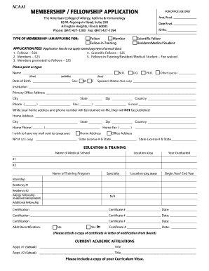 ACAAI Membership Application