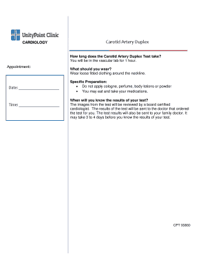 Carotid Artery Duplex Test Form