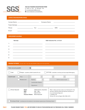 SGS QLD Training Registration Form