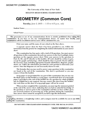 Geometry Common Core Regents Exam