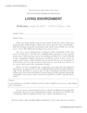 New York Regents Living Environment Exam