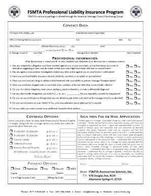 FSMTA Professional Liability Insurance Application