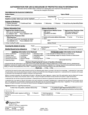 Authorization for Use & Disclosure of Protected Health Information