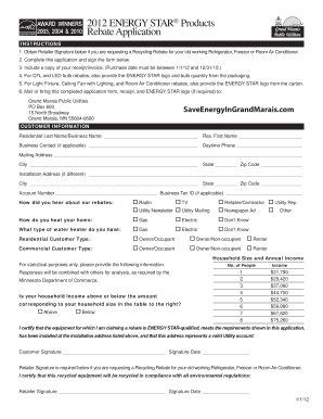 2012 Energy Star Rebate Application