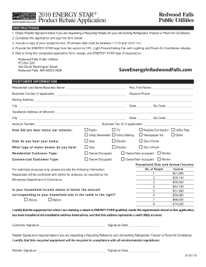 2010 Energy Star Product Rebate Application