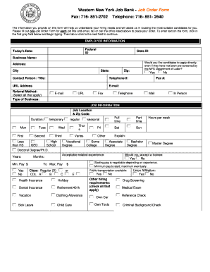 Western New York Job Bank - Job Order Form