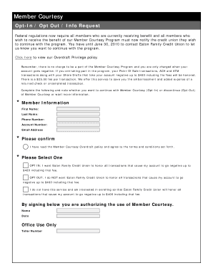 Member Courtesy Program Opt-In/Out Form