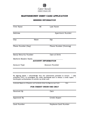 MasterMoney Debit Card Application
