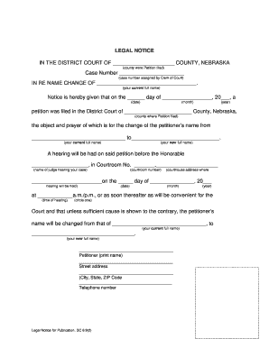 Legal Notice for Name Change