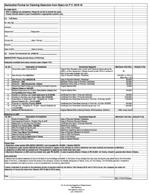Indian Salary Deduction Declaration Form