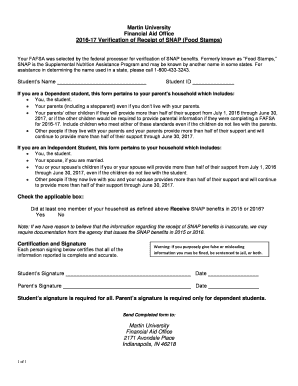 2016-17 Verification of Receipt of SNAP (Food Stamps)