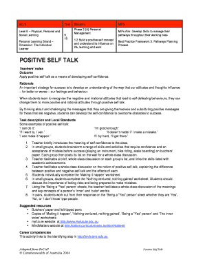 Positive Self-Talk Worksheet