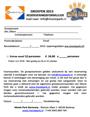 Reserveringsformulier