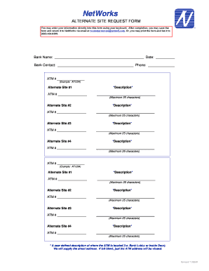 NetWorks Alternate Site Request Form