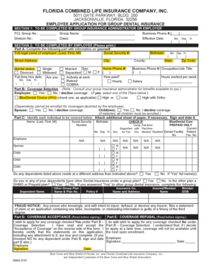 Employee Application for Group Dental Insurance