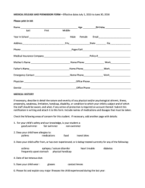 Medical Release and Permission Form