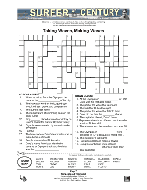Duke Kahanamoku Crossword Puzzle