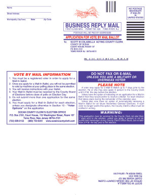 New Jersey Vote by Mail Ballot Application