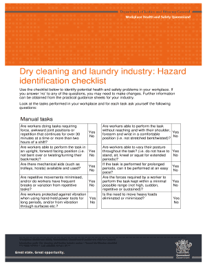 Dry Cleaning and Laundry Industry Hazard Identification Checklist