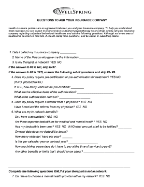 Health Insurance Questions Form